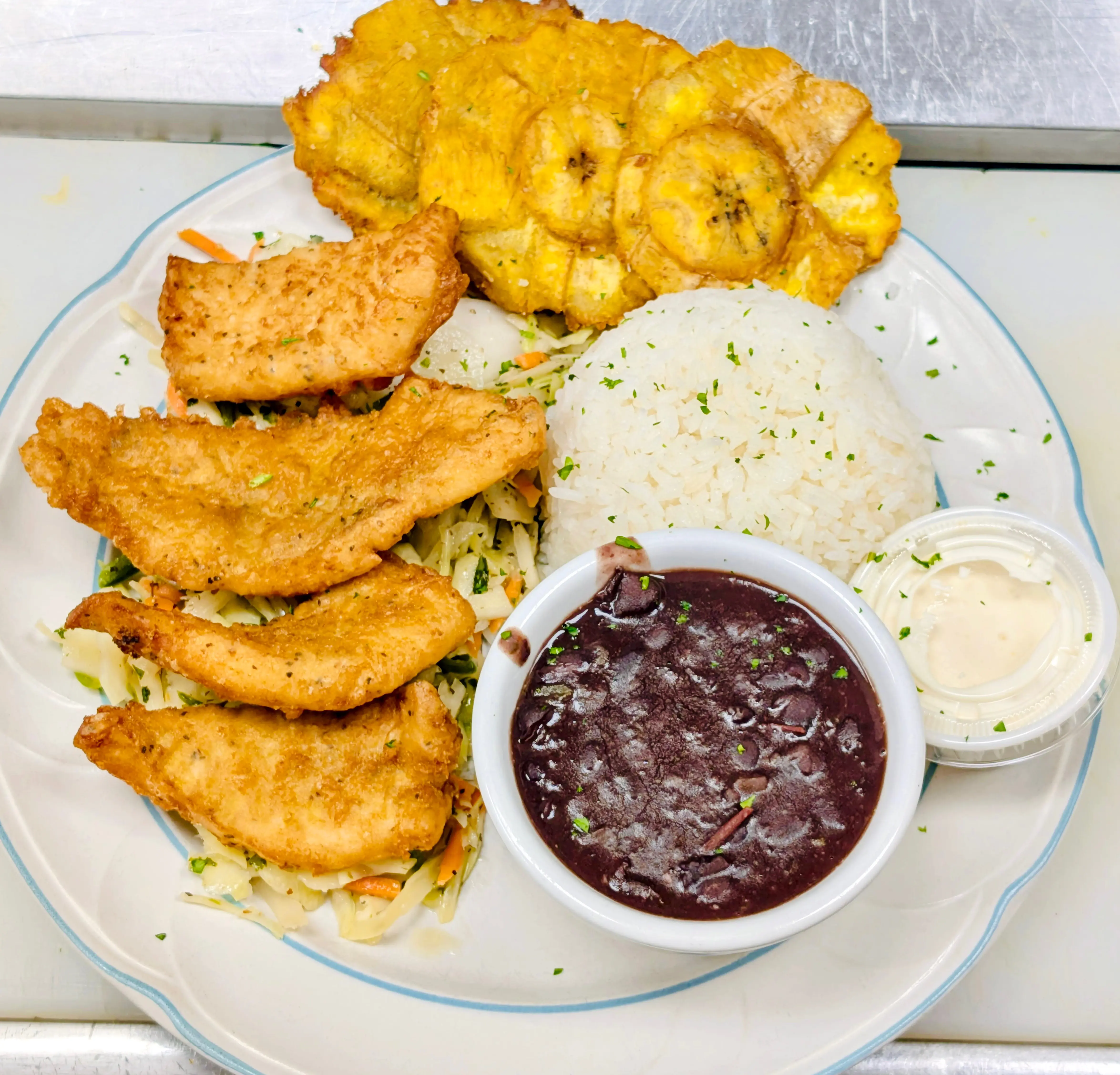 fish plate & plantains | pescado y tostones